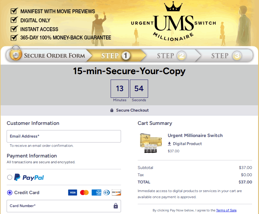 Urgent Millionaire Switch USA Checkout
